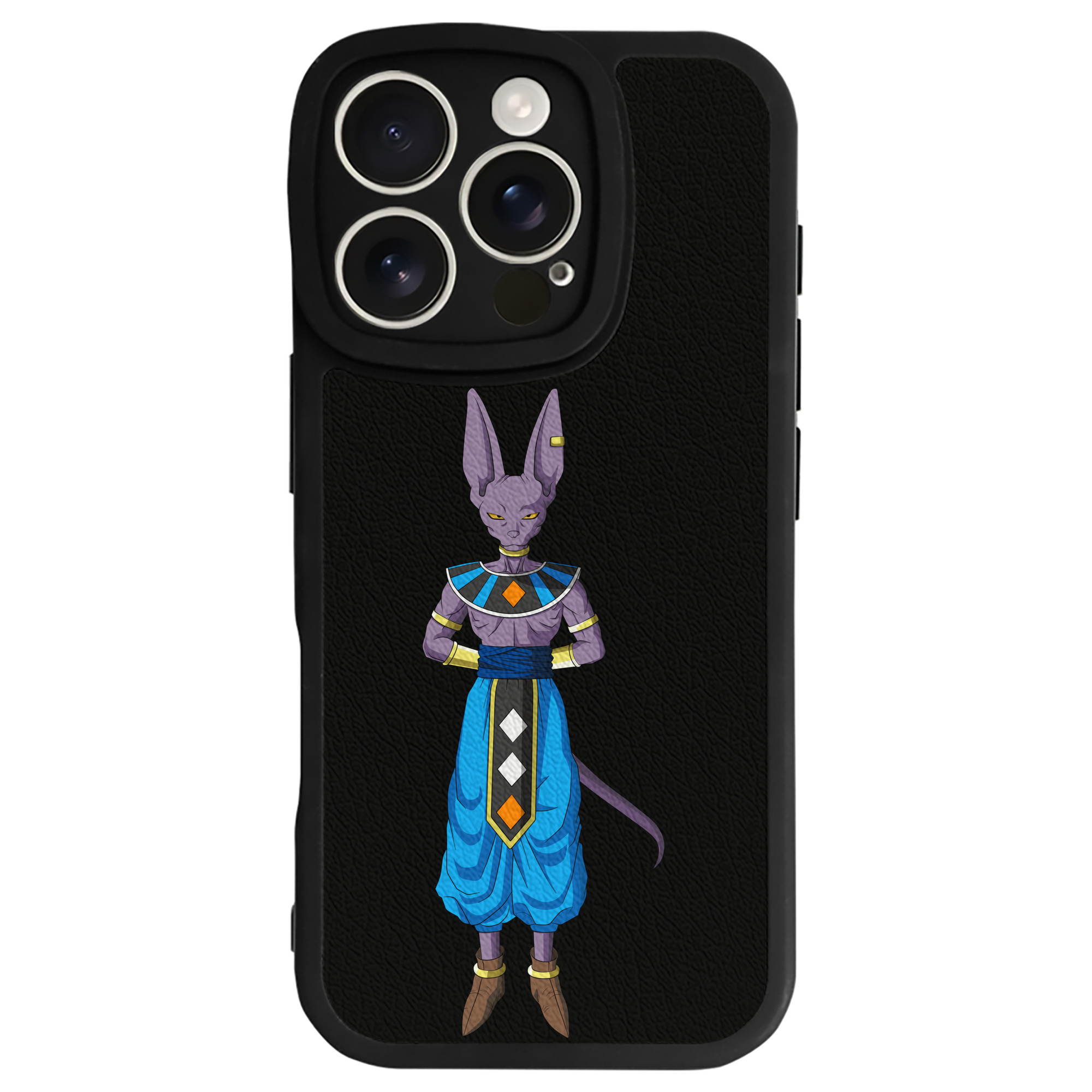 （画像用） ドラゴンボール ビルス 破壊神ビルス DRAGON BALL Beerus Birusu 【iPhone 16シリーズ対応】シリコンスマホケース（レザー調） 材質：シリコン